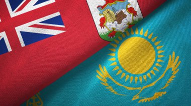 Bermuda ve Kazakistan iki bayraklı kumaş, kumaş dokusu