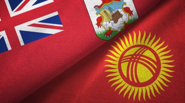 Bermuda ve Kırgızistan iki bayrak tekstil kumaşı, kumaş dokusu