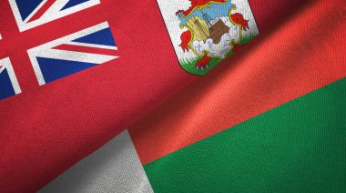 Bermuda ve Madagaskar iki bayrak tekstil kumaşı, kumaş dokusu