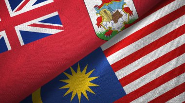 Bermuda ve Malezya iki bayraklı kumaş, kumaş dokusu