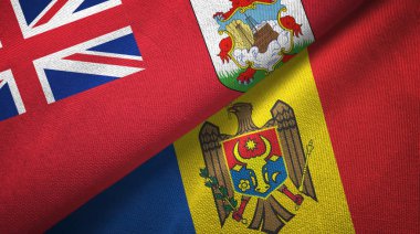 Bermuda ve Moldova iki bayraklı kumaş, kumaş dokusu