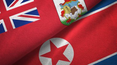 Bermuda ve Kuzey Kore iki bayrak tekstil kumaşı, kumaş dokusu