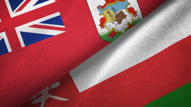 Bermuda ve Umman iki bayraklı kumaş, kumaş desenli.