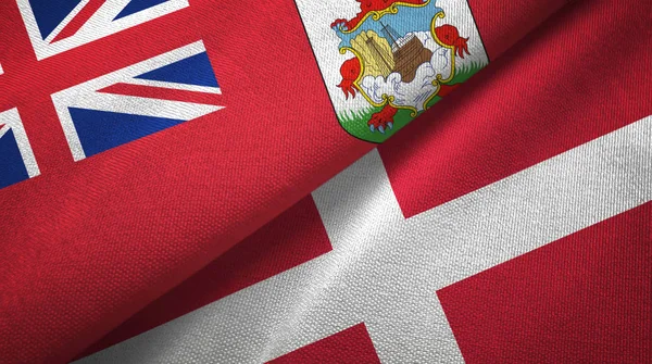 Bermuda and Denmark two flags textile cloth, fabric texture — 图库照片