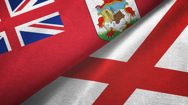 Bermuda och Nordirland två flaggor textilduk, textur — Stockfoto