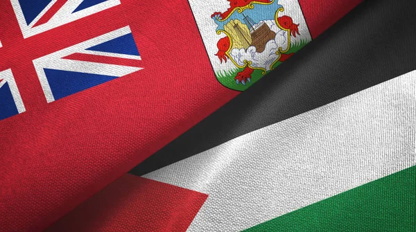 Bermuda ja Palestiina kaksi lippua tekstiilikangas, kangas rakenne — kuvapankkivalokuva