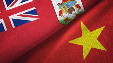 Bermuda ve Vietnam iki bayraklı kumaş, kumaş dokusu