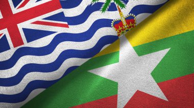 İngiliz Kızılderili Bölgesi ve Myanmar iki bayrak kumaşı.
