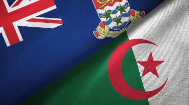 Cayman Adaları ve Cezayir. İki bayraklı kumaş, kumaş dokusu. 