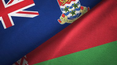 Cayman Adaları ve Belarus iki bayraklı kumaş, kumaş dokusu 