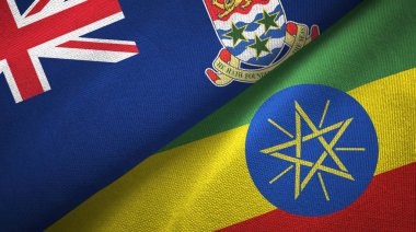 Cayman Adaları ve Etiyopya iki bayrak tekstil kumaşı, kumaş dokusu