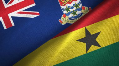 Cayman Adaları ve Gana iki bayrak tekstil kumaşı, kumaş dokusu