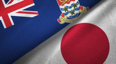 Cayman Adaları ve Japonya iki bayraklı kumaş, kumaş dokusu
