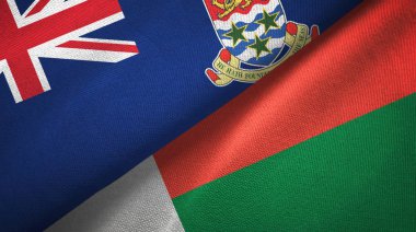Cayman Adaları ve Madagaskar iki bayrak tekstil kumaşı, kumaş dokusu