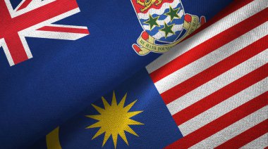 Cayman Adaları ve Malezya iki bayrak tekstil kumaşı, kumaş dokusu
