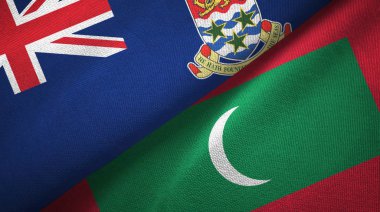 Cayman Adaları ve Maldivler iki bayrak tekstil kumaşı, kumaş dokusu