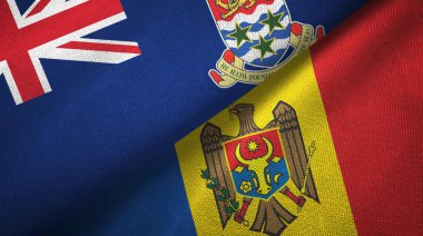 Cayman Adaları ve Moldova iki bayrak tekstil kumaşı, kumaş dokusu