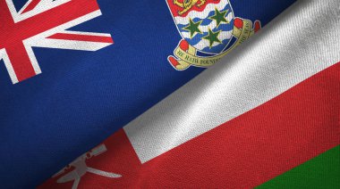 Cayman Adaları ve Umman iki bayraklı kumaş, kumaş dokusu