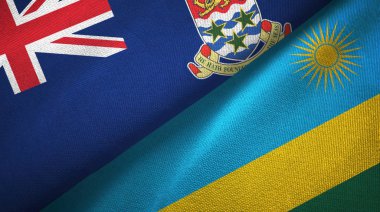 Cayman Adaları ve Ruanda iki bayrak tekstil kumaşı, kumaş dokusu