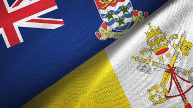 Cayman Adaları ve Vatikan iki bayraklı kumaş, kumaş dokusu