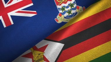 Cayman Adaları ve Zimbabwe iki bayrak tekstil kumaşı, kumaş dokusu