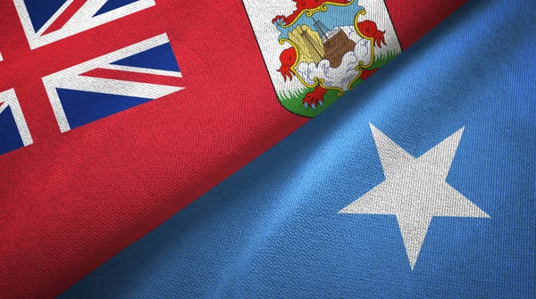 Textilní tkanina Bermudy a Somálsko se dvěma vlajkami, textura tkaniny — Stock fotografie