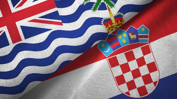 Territorio Indio Británico y Croacia dos banderas de tela textil — Foto de Stock