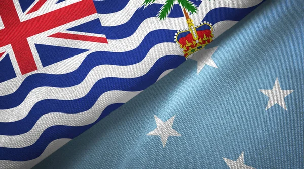 Британська Індіанська Територія і Мікронезія два прапори тканини — стокове фото