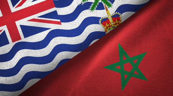 British Indian Territory en Marokko twee vlaggen textiel doek — Stockfoto