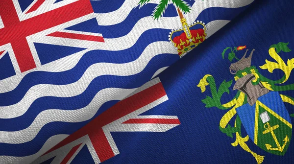 Brittiska indiska territoriet och Pitcairnöarna två flaggor textilduk — Stockfoto