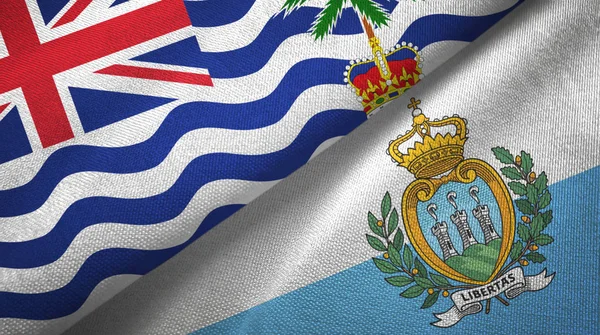 Territorio Indio Británico y San Marino dos banderas de tela textil —  Fotos de Stock