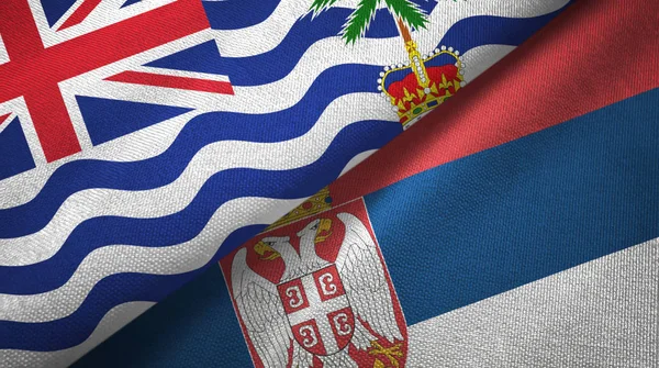 Βρετανική Ινδική Επικράτεια και Σερβία δυο σημαίες υφάσματος — Φωτογραφία Αρχείου