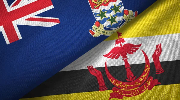 开曼群岛和文莱两国国旗纺织品 — 图库照片