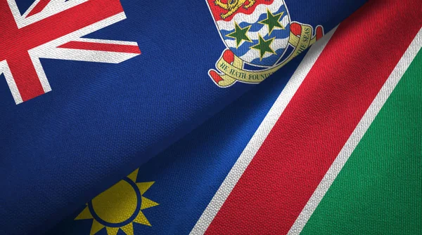 Cayman Islands and Namibia two flags textile cloth, fabric texture