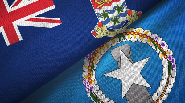 Islas Caimán e Islas Marianas del Norte dos banderas de tela textil — Foto de Stock
