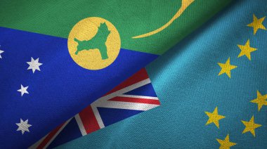 Noel Adası ve Tuvalu iki bayraklı kumaş, kumaş dokusu