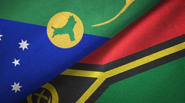 Christmas Island és Vanuatu két zászlós textilszövet, szövet textúra — Stock Fotó