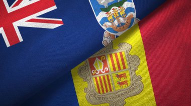 Falkland Adaları ve Andorra iki bayraklı kumaş, kumaş dokusu