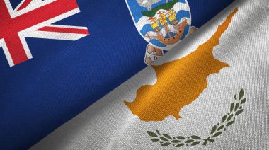 Falkland Adaları ve Kıbrıs Rum Kesimi iki bayraklı kumaş, kumaş dokusu