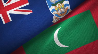 Falkland Adaları ve Maldivler iki bayrak tekstil kumaşı, kumaş dokusu