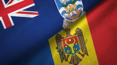 Falkland Adaları ve Moldova iki bayrak tekstil kumaşı, kumaş dokusu