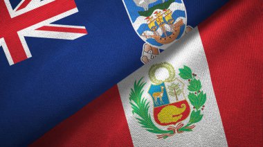 Falkland Adaları ve Peru iki bayraklı kumaş, kumaş dokusu