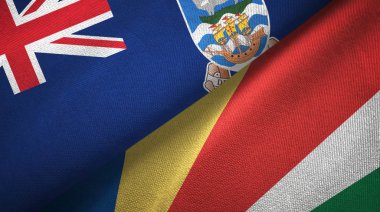 Falkland Adaları ve Seyşeller iki bayraklı tekstil kumaşı, kumaş dokusu