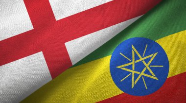 İngiltere ve Etiyopya iki bayrak tekstil kumaşı, kumaş dokusu