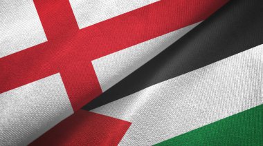 İngiltere ve Filistin iki bayrak tekstil kumaşı, kumaş dokusu