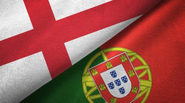 İngiltere ve Portekiz iki bayrak tekstil kumaşı, kumaş dokusu