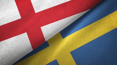 İngiltere ve İsveç iki bayrak tekstil kumaşı, kumaş dokusu