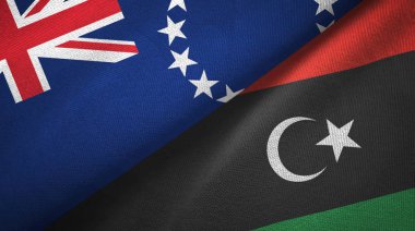 Cook Adaları ve Libya 'da iki bayraklı kumaş, kumaş dokusu