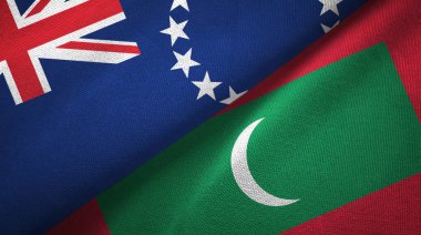 Cook Adaları ve Maldivler iki bayraklı kumaş, kumaş dokusu