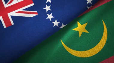 Cook Adaları ve Moritanya iki bayraklı kumaş, kumaş dokusu